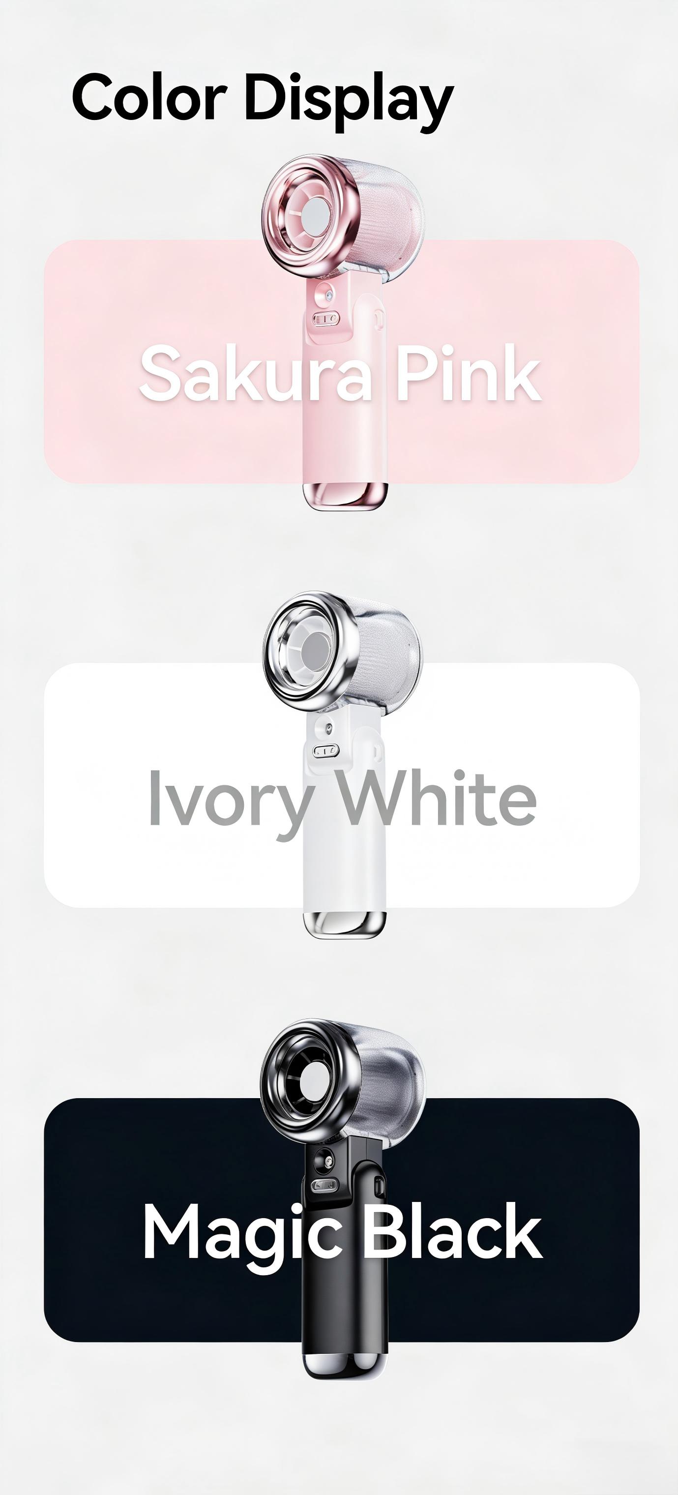 TADEKERU Mist Cooling Mini Fan Portable Handheld Turbo Fan Ice-Cooling 3600mAh Battery Operated 6 Hours 100 Gear Speed Foldable for Summer Travel Vacation Essentials Outdoor Activities Beach Indoor Use Office Desk Usage