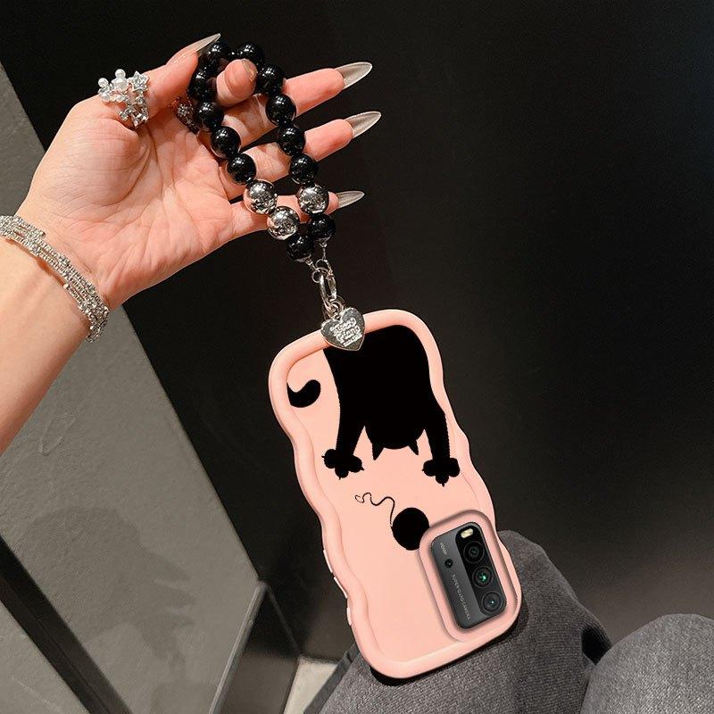 1 Piece Shadow Kitten Stylish Suitable For Redmi 9 Power Phone Case Cover With Flexible Finish Featuring Anti-Scratch And Lanyard For Daily Use