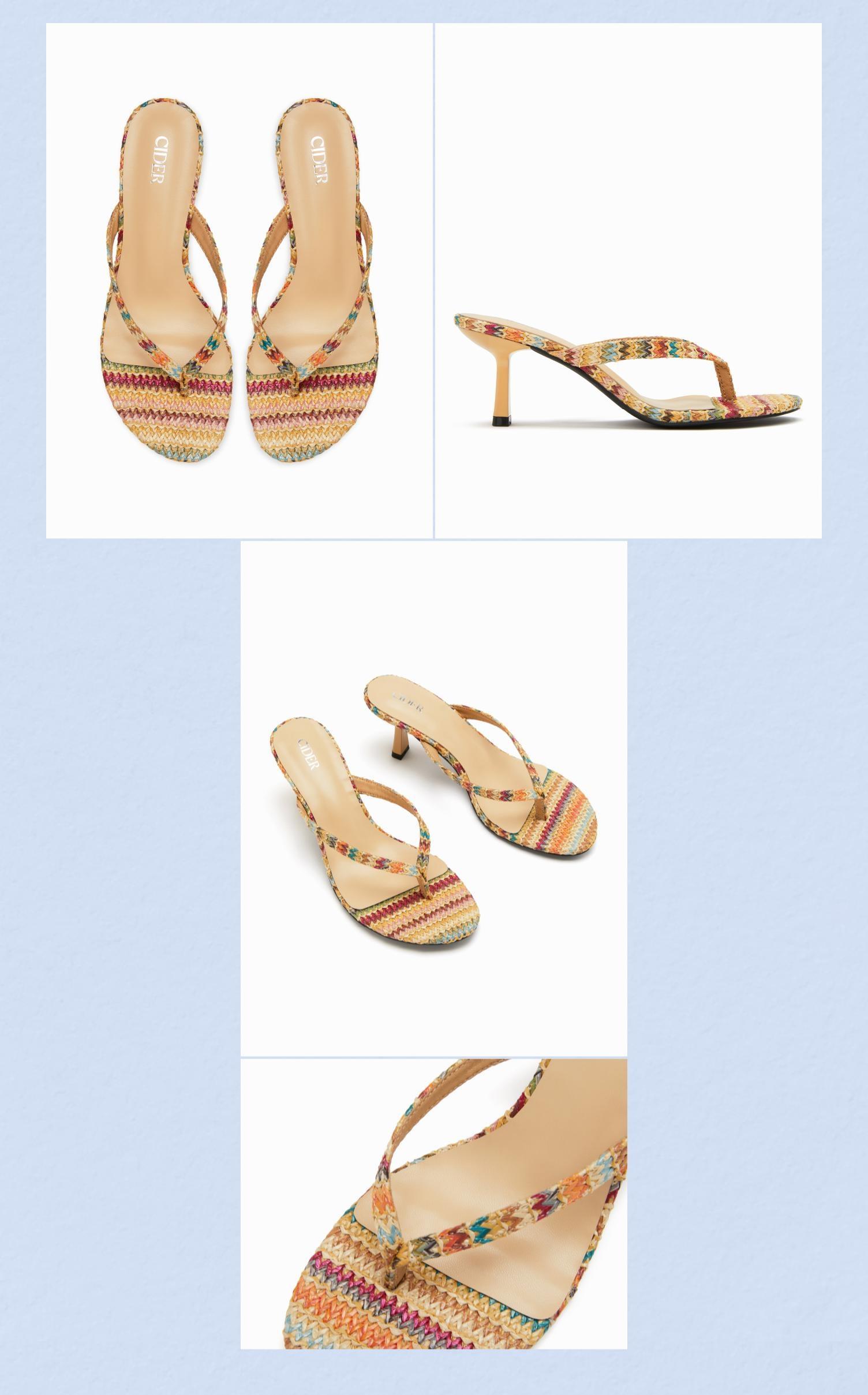 Cider WOVEN FLIP-FLOP KITTEN HEELED SANDALS SohoChic