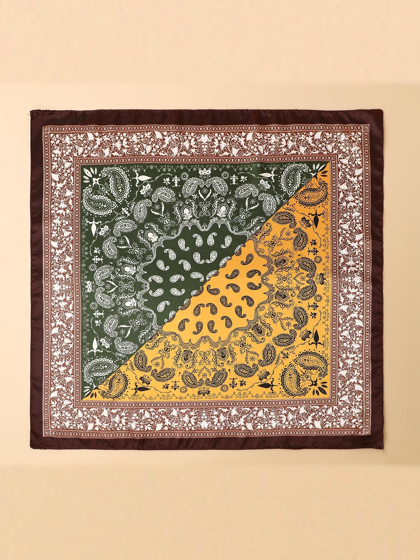 Paisley Print Square Scarf, Fashionable Soft Comfortable Bandana for Women & Men, Casual Versatile Scarf for Daily Wear, Boho Style Scarf, Fashion Accessories for Spring & Fall