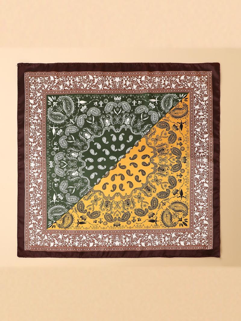 Paisley Print Square Scarf, Fashionable Soft Comfortable Bandana for Women & Men, Casual Versatile Scarf for Daily Wear, Boho Style Scarf, Fashion Accessories for Spring & Fall