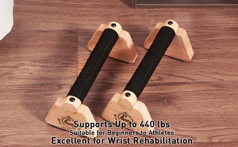 Push Up Stand, 2 PCS Wood Parallettes Bars, 9" Wooden Calisthenics Equipment, Handstand Blocks and Pushup Handles for Handle Stands Grip Strength Training, Planks Calisthenics