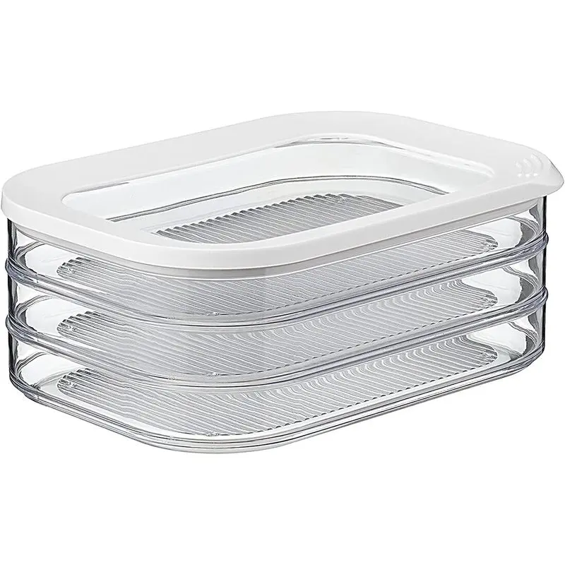 3 Compartment Food Storage Container with Clear Lid, Stackable Refrigerator Organizer Box for Cheese, Deli Meat, Snacks & Meal Prep, BPA Free Kitchen Storage
