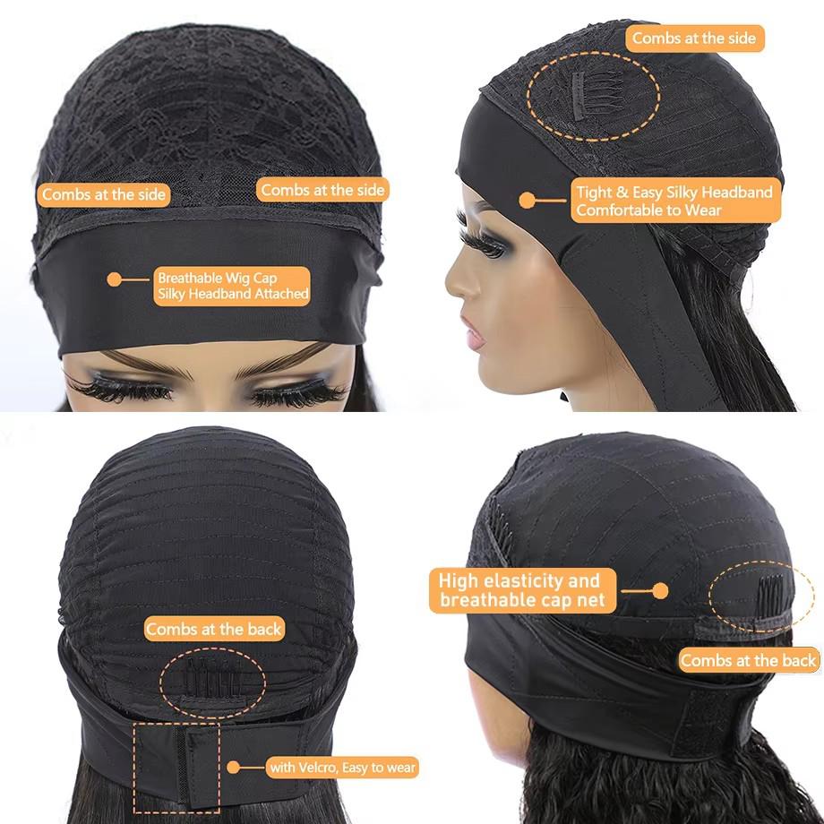 Half Wig Kinky Curly 12 Inch Human Hair Headband Wig Curly hair Glueless Human Hair Wigs Machine Made No Lace deep Curly Headband Wigs Natural color