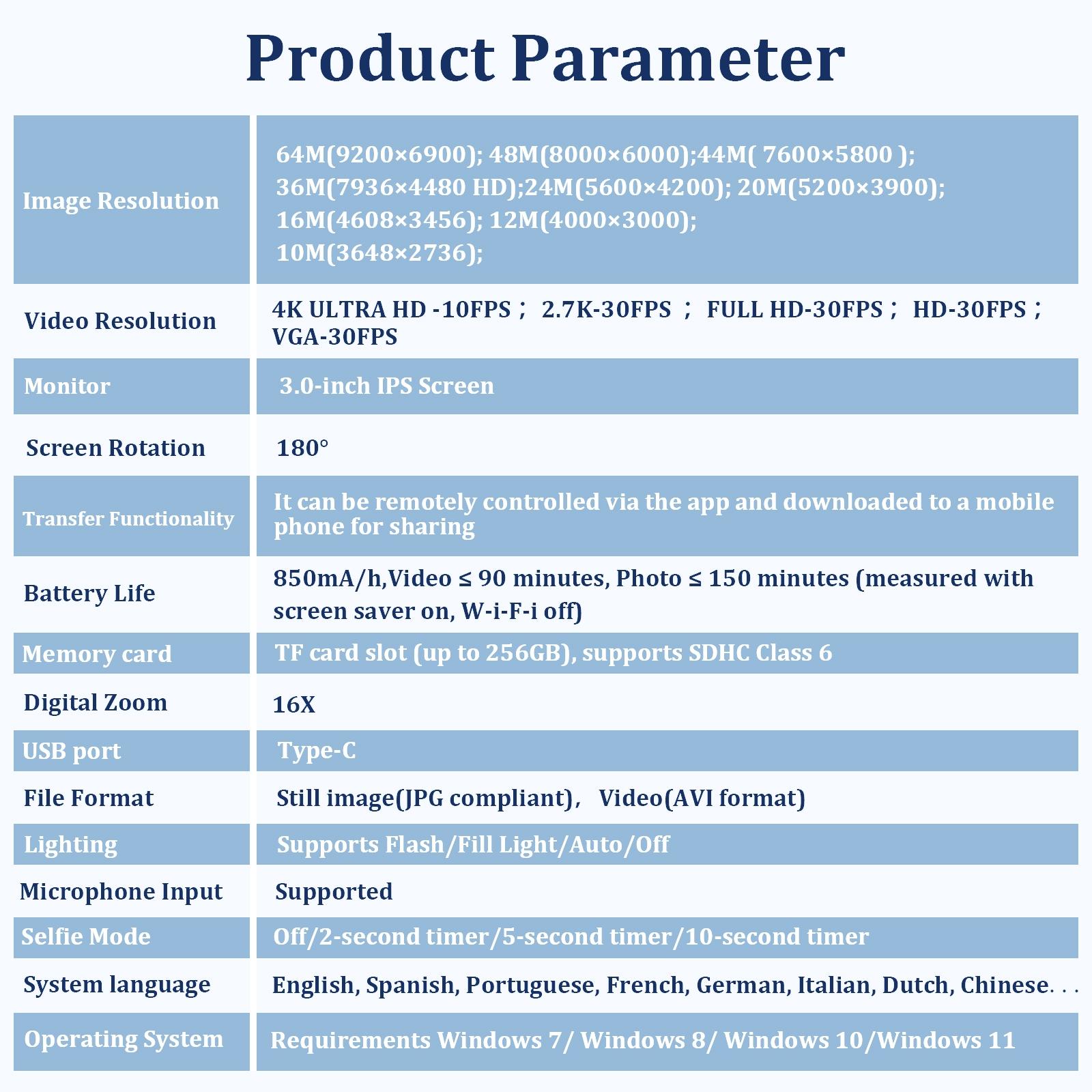 4K Photography Digital Camera, 64mp Auto Focus, 180° Screen Flip, 16x Digital Zoom, Flash, 32GB Memory Card, Travel Life Recording