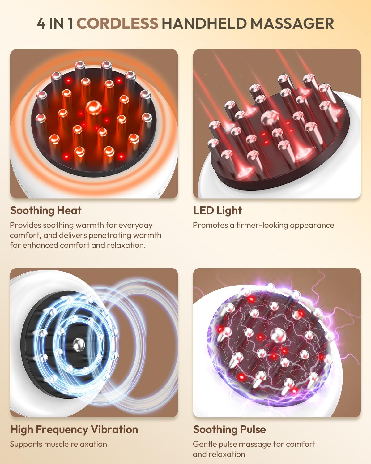 1 Count Body Sculpting Massage Tool, Handheld Electric Body Massager with Heat, Vibration & Soothing Pulse for Legs, Arms, Hips & Belly