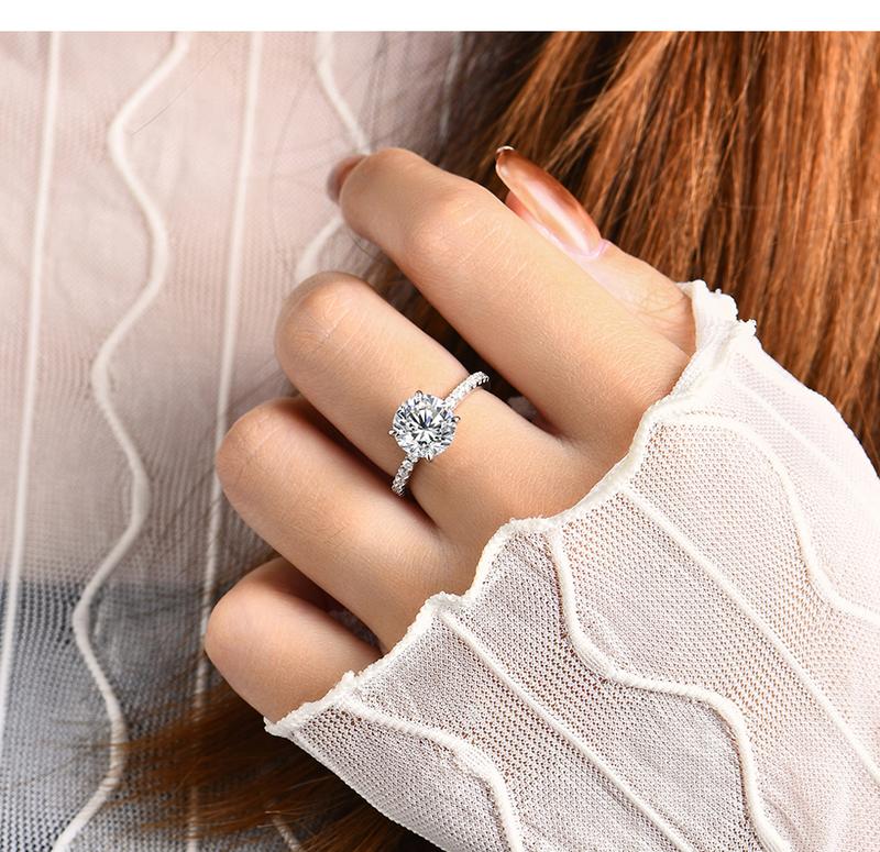 3CT Round Cut Synthetic Moissanite Ring  Wedding Rings for Women Daily Wearing in For Birthday Gift Party R024