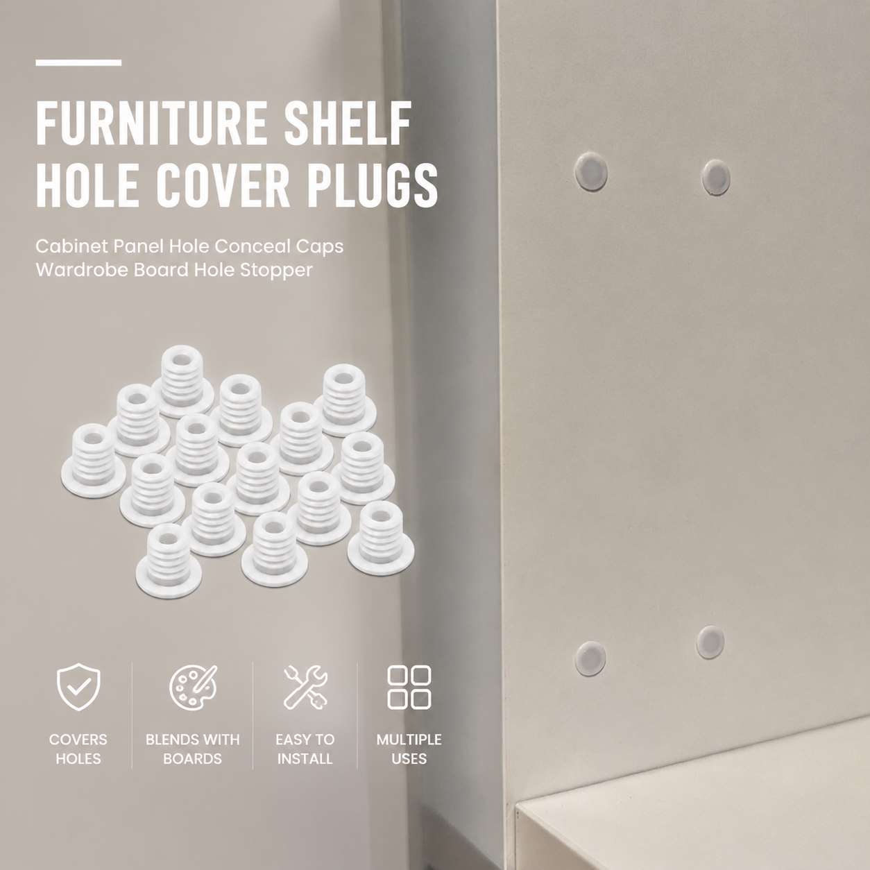 Furniture Shelf Hole Cover Plugs Cabinet Panel Hole Conceal Caps Wardrobe Board Hole Stopper