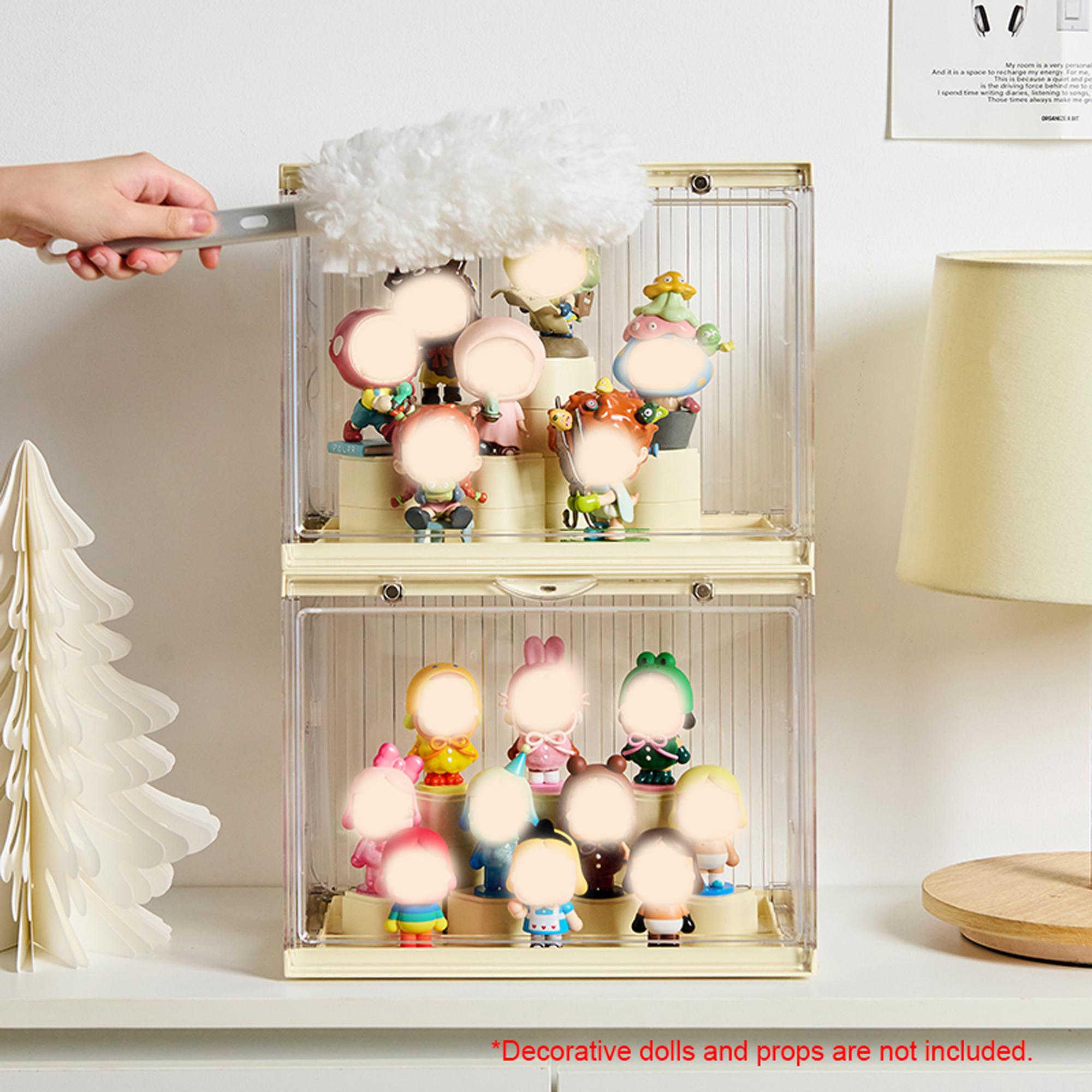 Plush Pendant Figure Display Box, DIY Trendy Doll Showcase, Dustproof Moisture-Proof, Stackable Blocks, Suitable for Labubu/ Skullpand Collectors