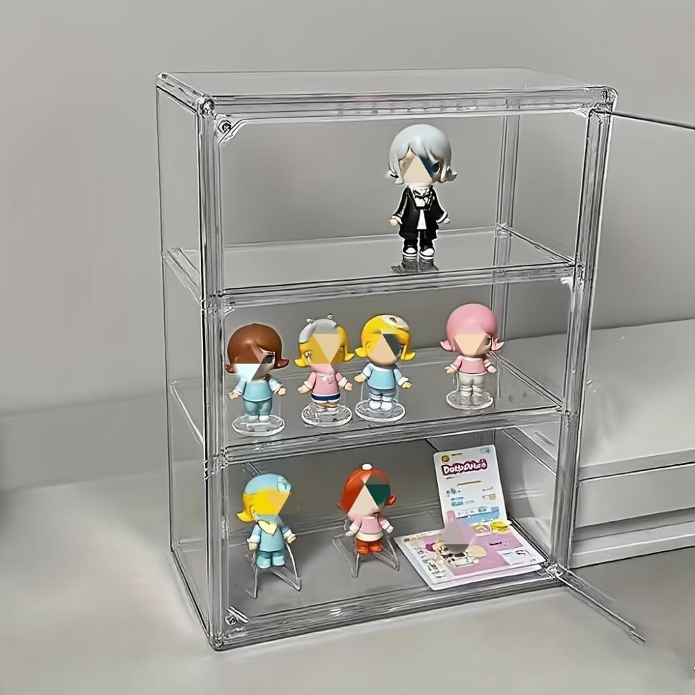 No-installation heavy-duty three-layer transparent acrylic display cabinet with magnetic doors — a dedicated transparent display cabinet for stores, home offices, and collectibles, featuring a space-saving modern design