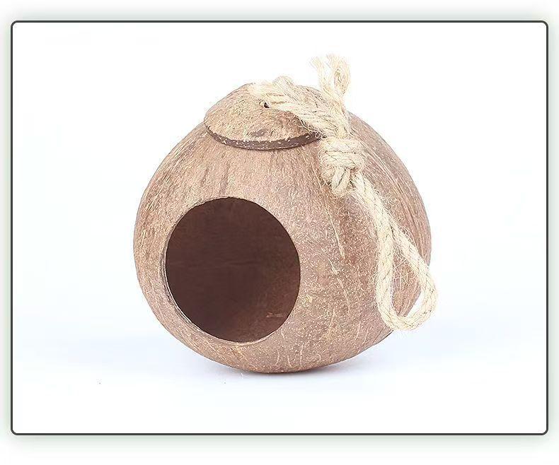 Coconut Shell Grass Woven Bird Nest for Parakeet Parrot Lovebird Finch Breeding Outdoor Natural Material Pet Nest Supplies