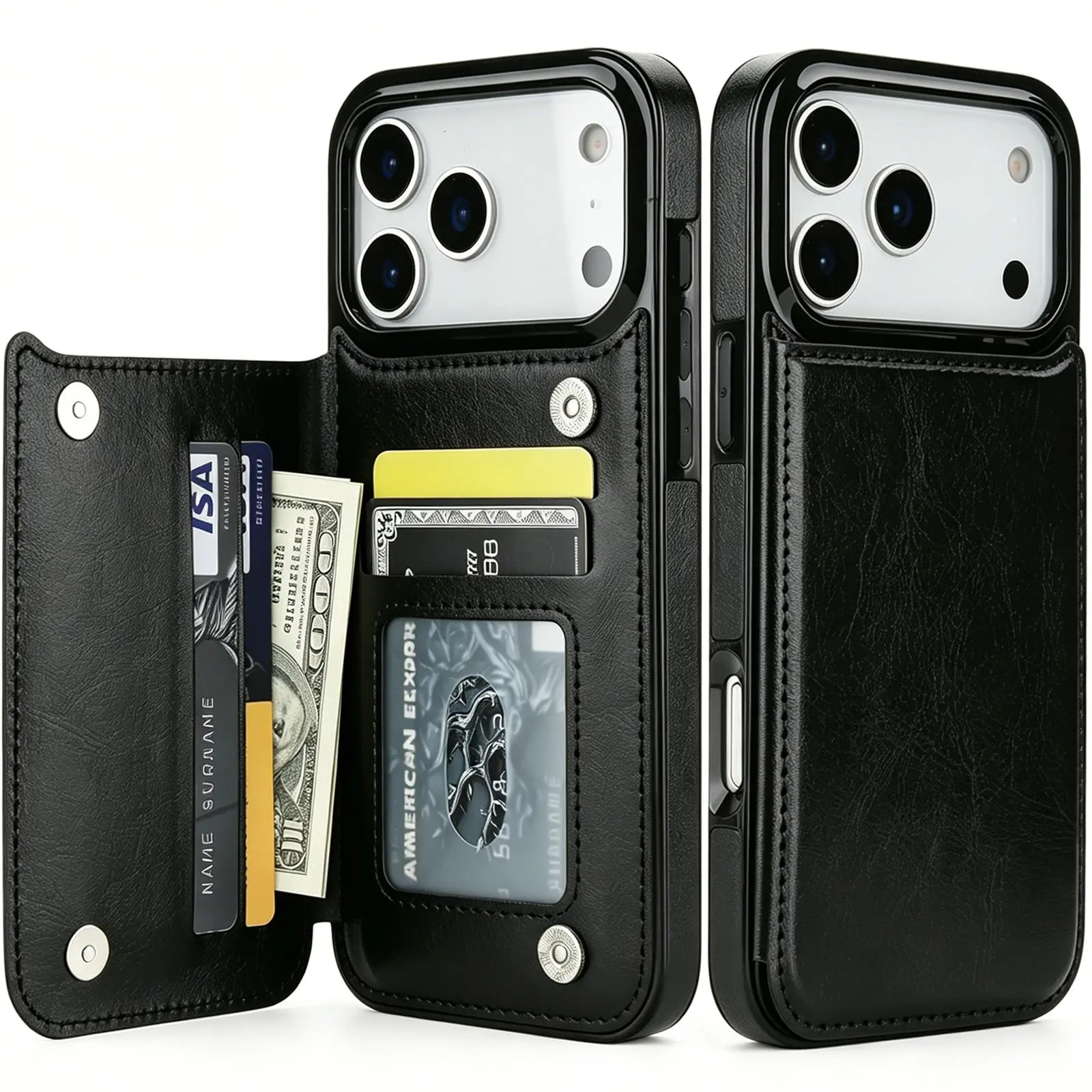Caseme PU Leather Flip Wallet Protective Case for iPhone 18 Pro/18 Pro Max - Multi-Card Slots, Magnetic Clasp, Kickstand, Durable Shockproof Holder for Smartphone, Pro/Max Fit Mobile Accessories