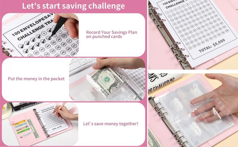 [CLOUDSEA]100 Envelopes Money Saving Challenge Binder, Budget Binder Savings Challenges Book with Cash Envelopes, A5 Budget Planner Book to Save $5,050