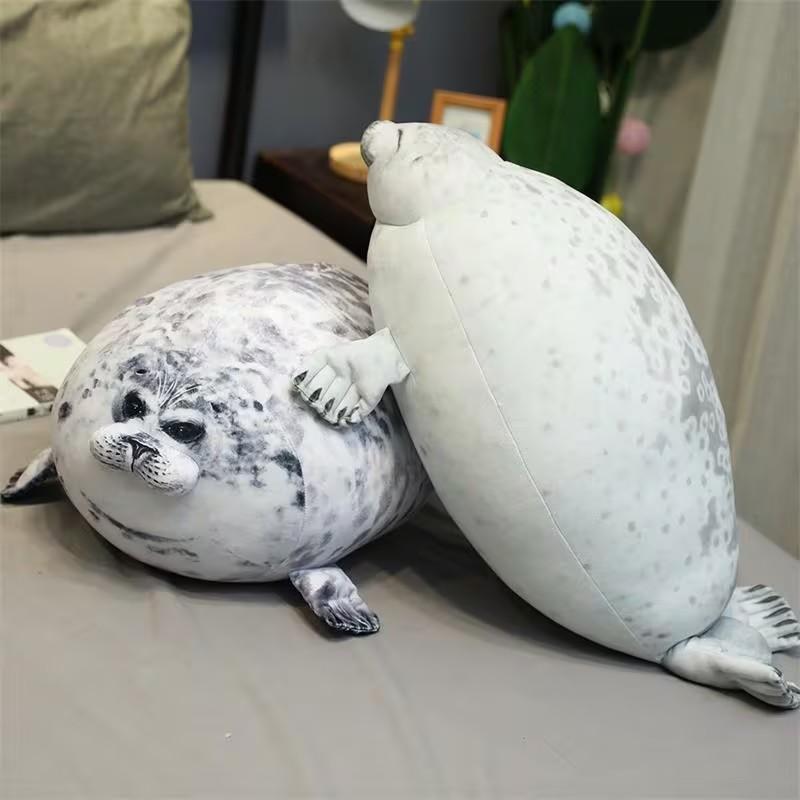 Cute Seal Plush Toy, Soft Plush Seal Ocean Theme Party Gift, Lazy Pose Stuffed Animal with Smooth Fins, Ideal for Baby Room Hugging/soothing Sensory Play