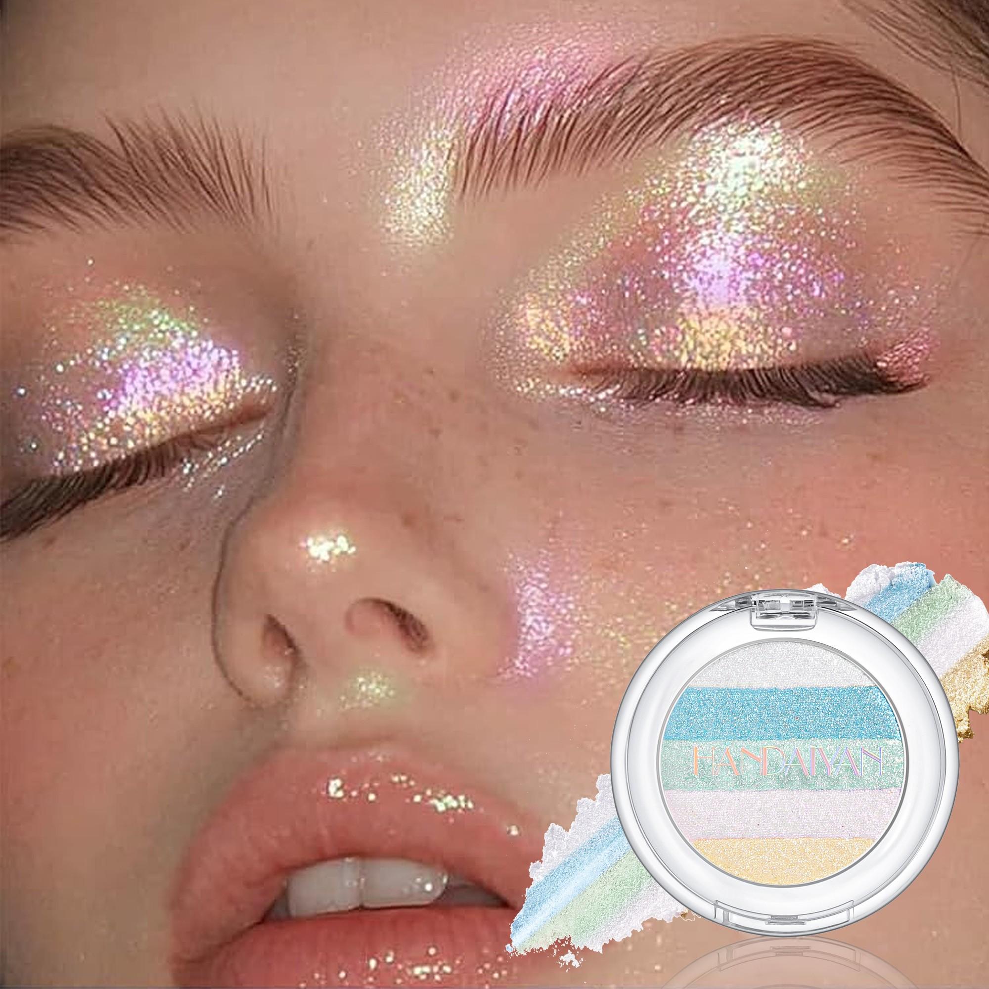 Chameleon Eyeshadow Palette, Five Shades Glitter, Long-Lasting Metallic Finish, Highlighter for Lids and Cheeks, Festival Makeup