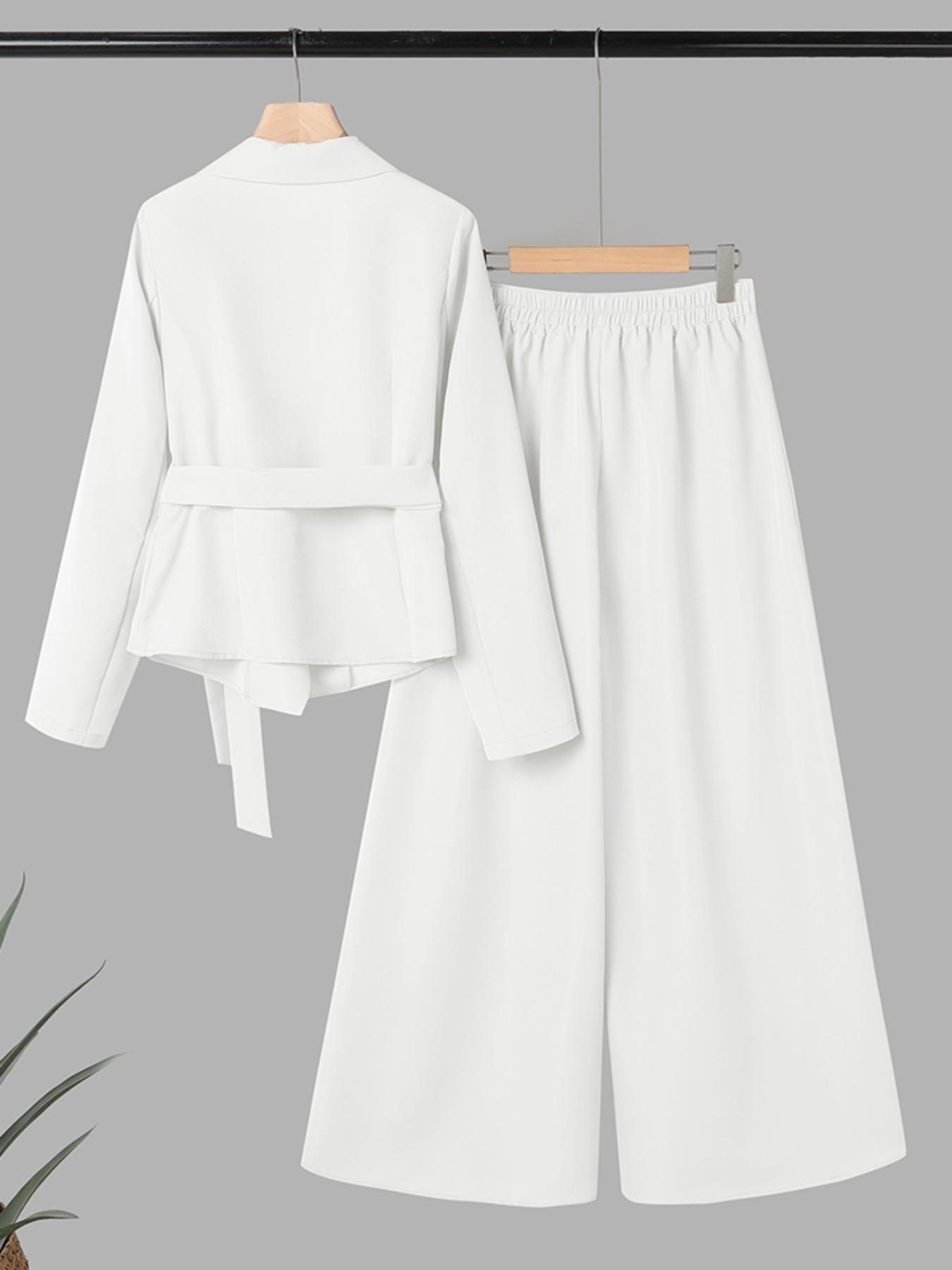 Women's Business Casual Blazer Set, Solid Color Tie Design, Perfect for Office & Daily Wear, Fashionable Women's Clothing