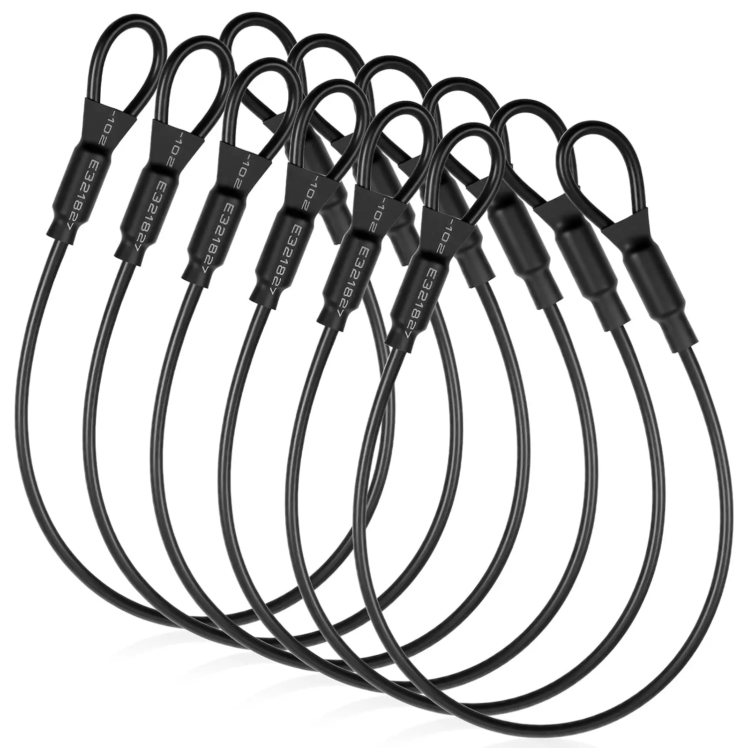 6 Pack Heavy Duty Loop End  12 Inch Length Braided Stainless Steel PVC Coated Safety Wire Rope for Outdoor Travel   Cables, 4mm Thickness   with Loop Ends