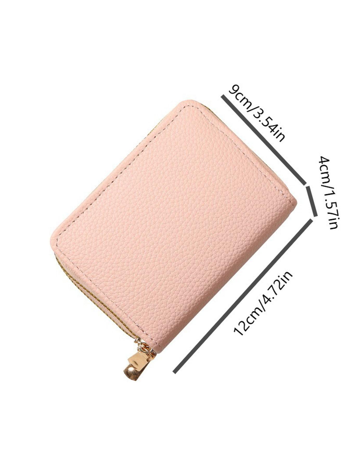 Women's Black Quilted Short Wallet, Slim Bi-Fold Card Holder, Zippered Coin Pocket, Simple Wallet