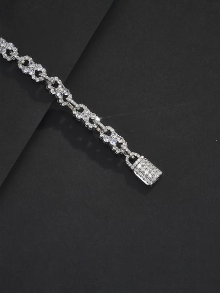 1PC ICED CHICS Eight-shaped Infinity bracelet, copper inlaid cubic zirconia, texture bracelet, Cuban Link Bracelet, street casual style, the best gift for your partner, date, party.