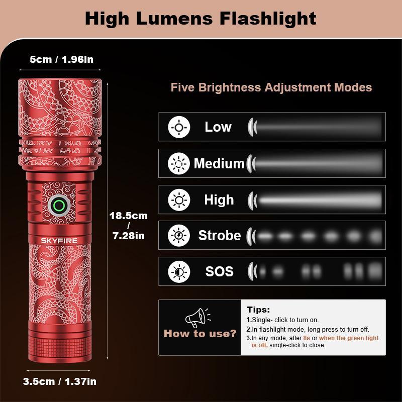 Skyfire Flashlight 2015 Outdoor Lighting Emergency Ignition Reverse Charging Multi-function,Camping light function