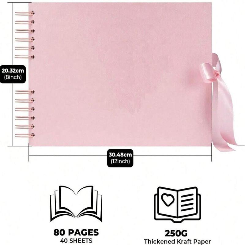 1 scrapbook album, 12 * 8 inches/80 pages (40 sheets), multi-color inner kraft paper pages with 5 colored corner stickers, DIY scrapbook, wedding guest message book, anniversary, Valentine's Day gift, meaningful handmade album, suitable for weddings, holi