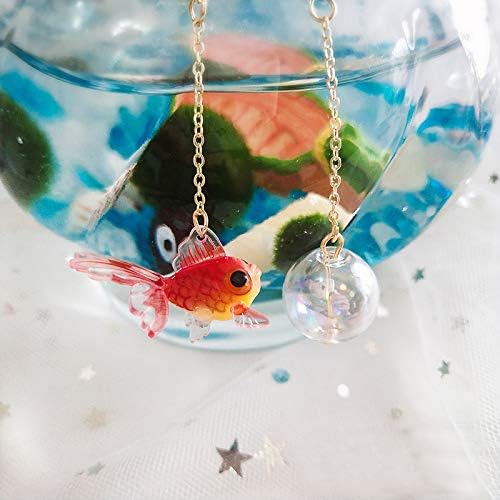 Funny Cute    Fish in Bag Dangle Earrings  Asymmetry Lightweight Goldfish Dangle Drop Earrings   for Women