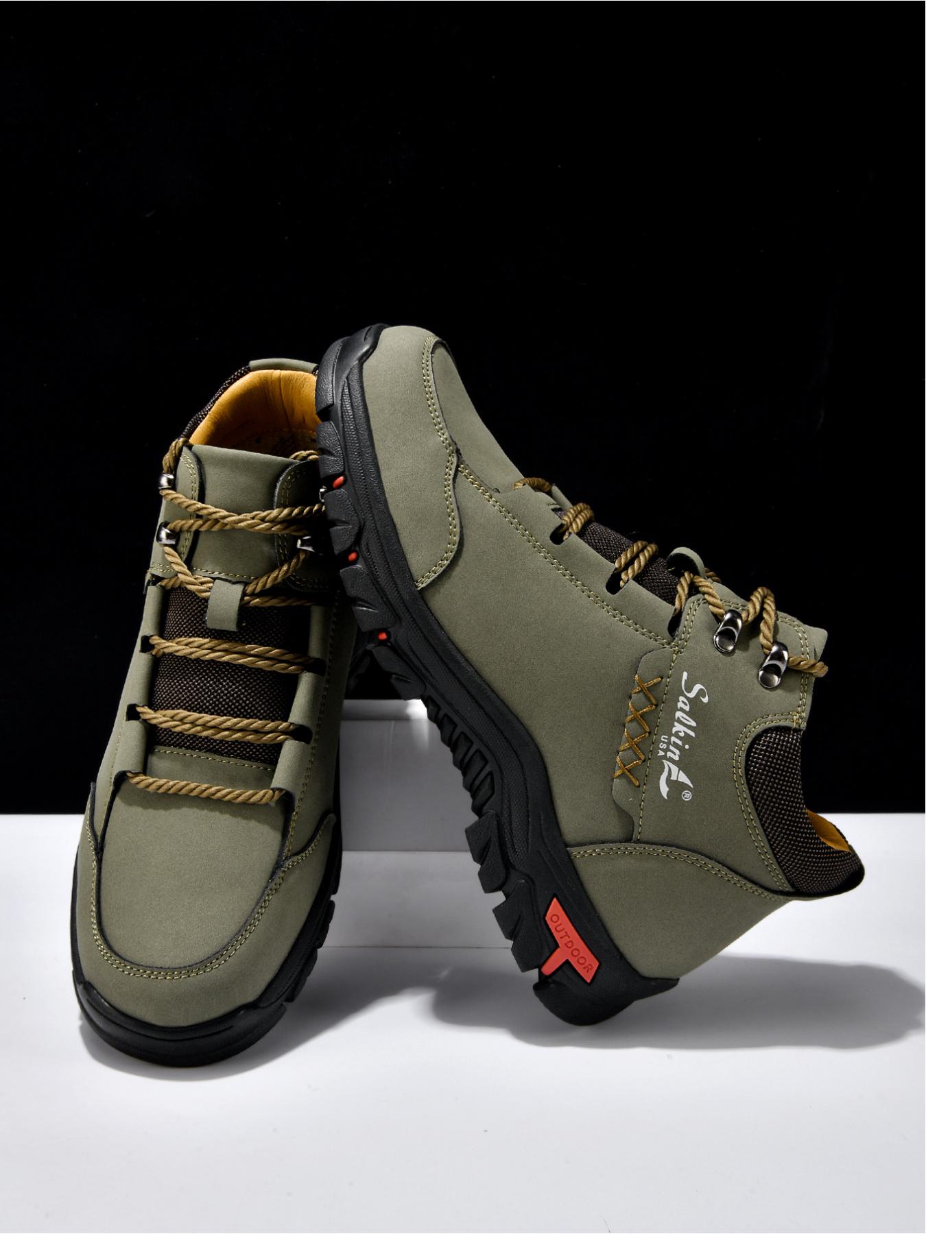 Men's High-Top Outdoor Hiking Boots, Non-Slip Wear-Resistant Work Boots, Lightweight Casual Trekking Shoes