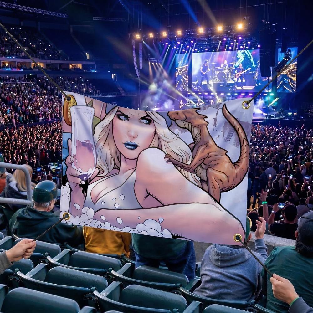 E-Emma Frost MOVIE Flags Multi Size Atmosphere Flag, Cheerleading Hand Pulled Banner, Portable Outdoor Event Flag & Wall Decor for Sports, Parties, Home and Room Decoration