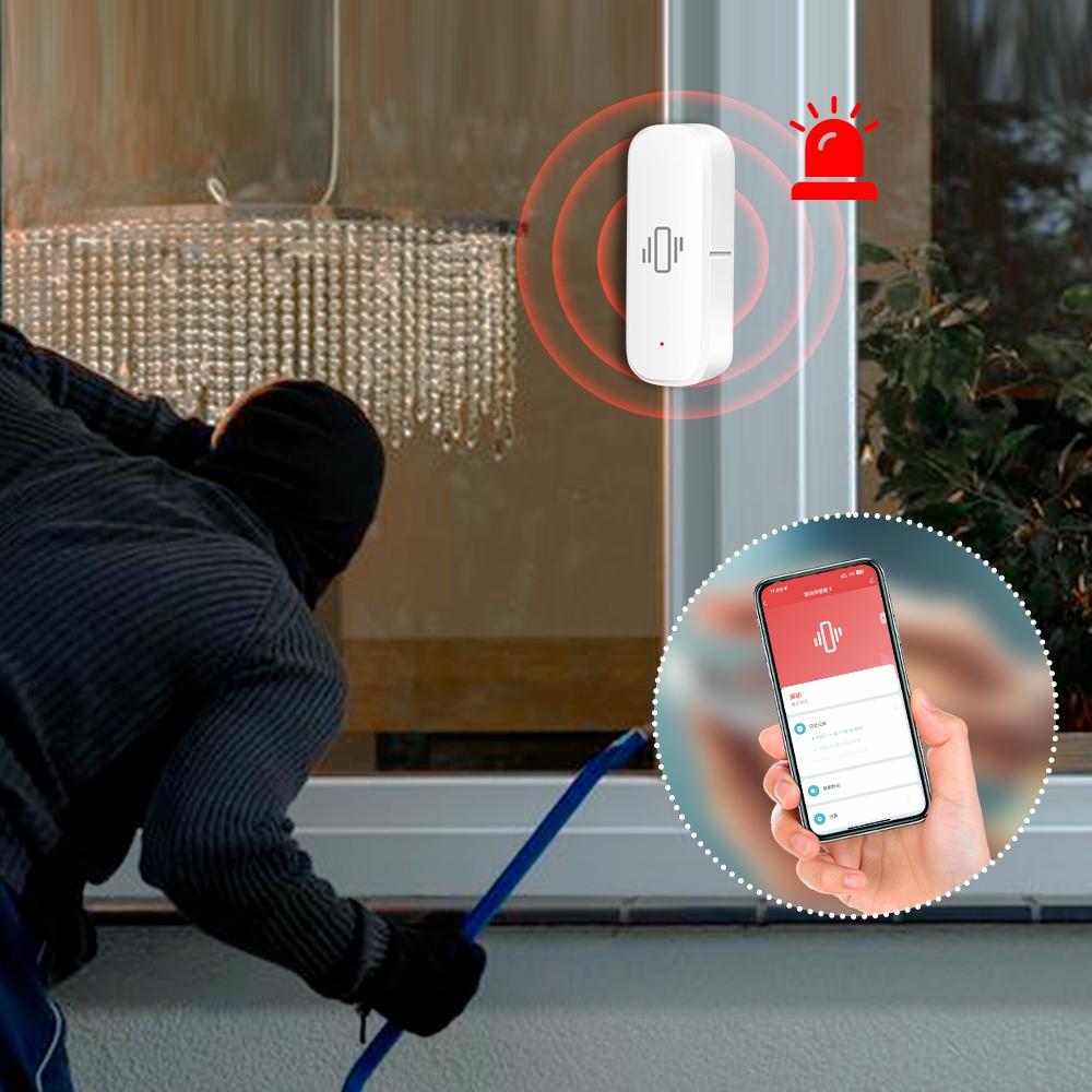 Tuya Wi-Fi/Zigbee intelligent vibration sensor Motion Sensor mobile phone remote security alarm system intelligent linkage app Google vibration senso intelligent life APP real-time monitoring of movement vibration alerts records