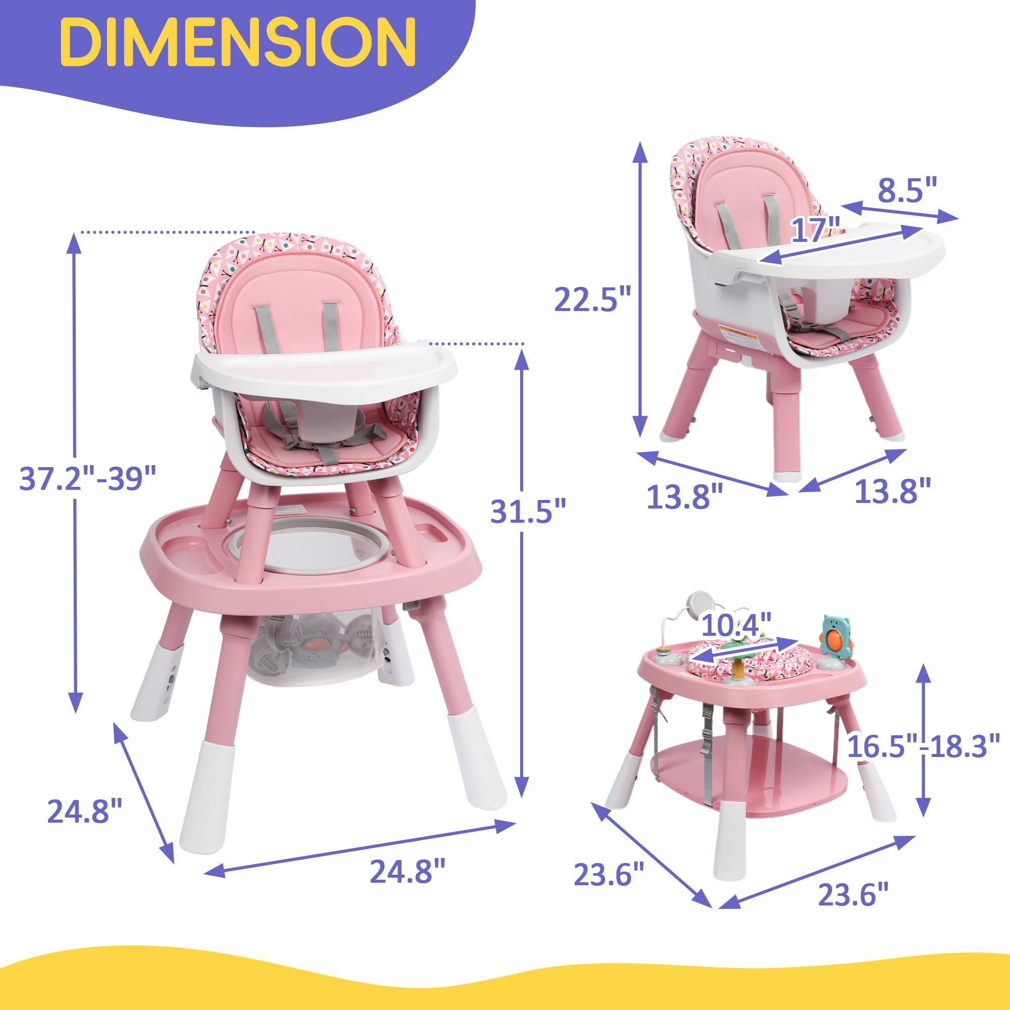 Topwin Adjustable Highchair – Modern Dining Chair with Removable Tray and Safety Harness, Fits Infants to Toddlers, for Mealtime or Playtime