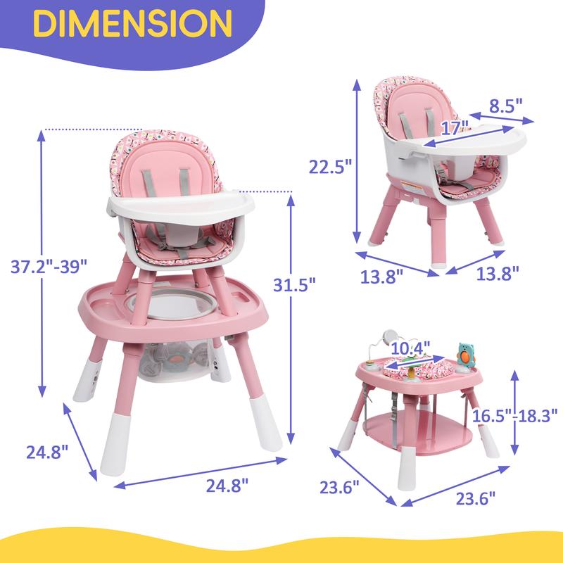 Topwin Adjustable Highchair – Modern Dining Chair with Removable Tray and Safety Harness, Fits Infants to Toddlers, for Mealtime or Playtime