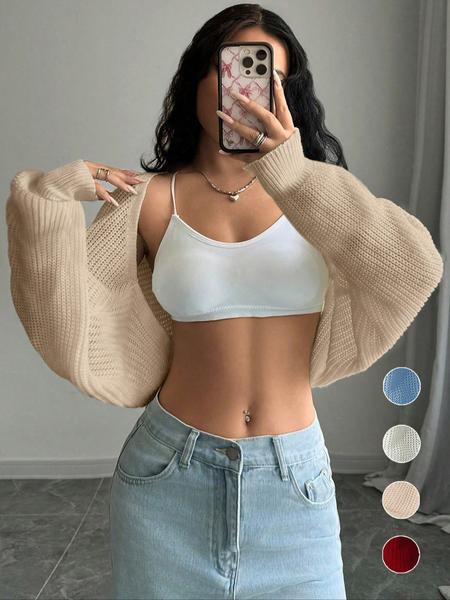 Women's Short Bolero Cardigan, Long Sleeve Fitted Sweater, Casual Fall & Winter Fashion, Comfortable Layering Option