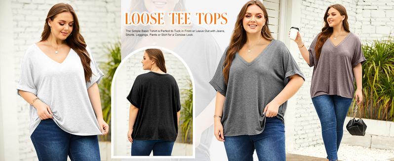 PiePieBuy Women's Summer Essential Oversized Tee V Neck Short Sleeve Relaxed Fit T-Shirt Casual  oversized tshirt women Basic Comfortable Womenswear shirts women Skirt Light Batwing Elastic shirts women casual outfits women