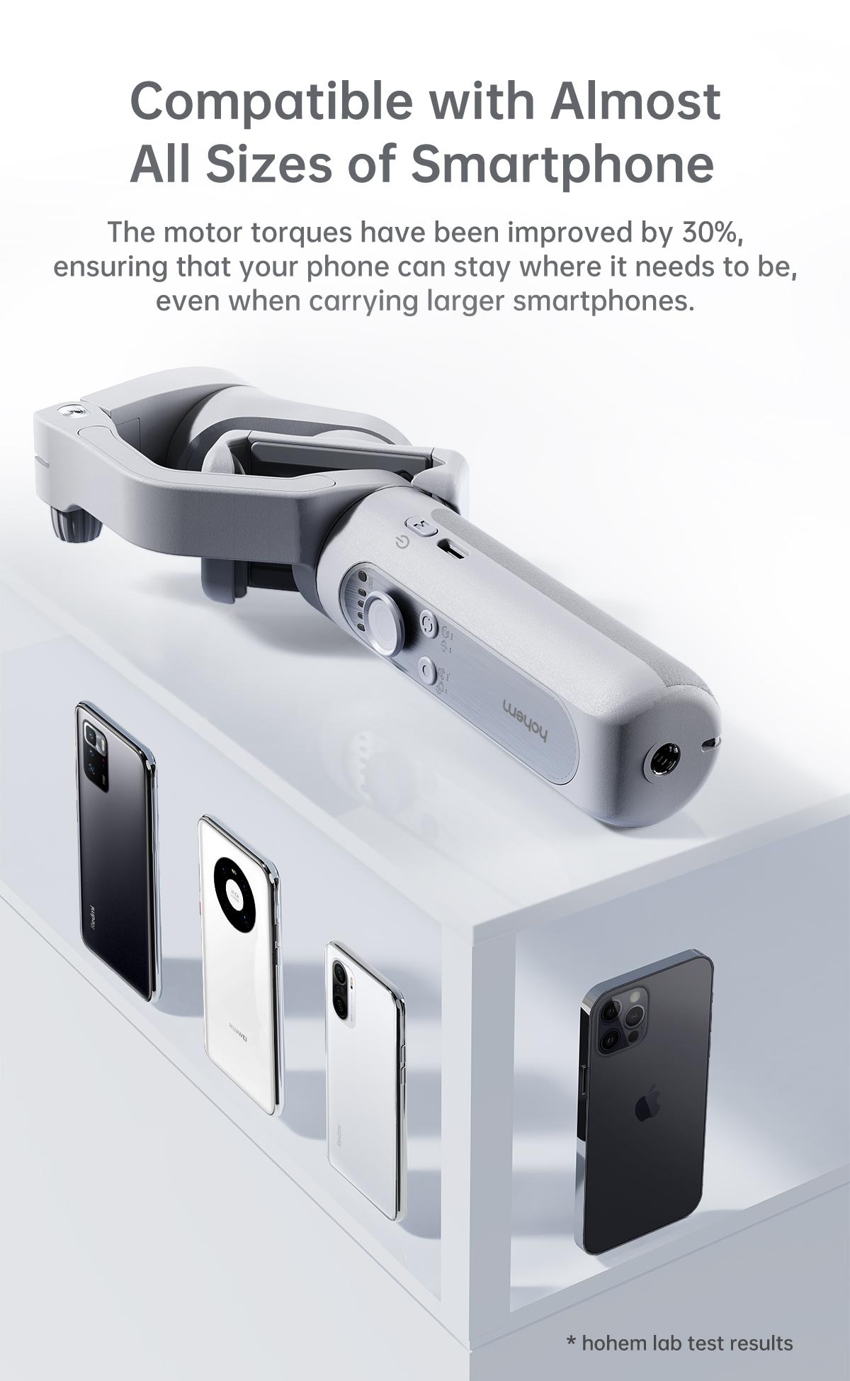 Hohem iSteady XE Kit Gimbal Stabilizer for Smartphone, 3-Axis Gimbal for iPhone 17 series & Android with Magnetic Adjustable Fill Light, Portable & Foldable Stabilizer for Video Recording