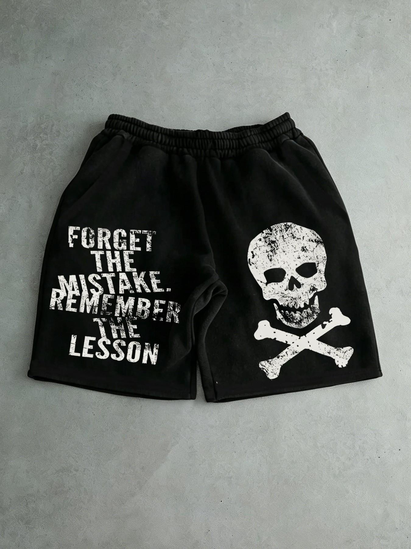 Skull Print Shorts, Street Style Printed Shorts, Unisex, Five Sizes Available, Summer Essential, Suitable for Home and Outdoors