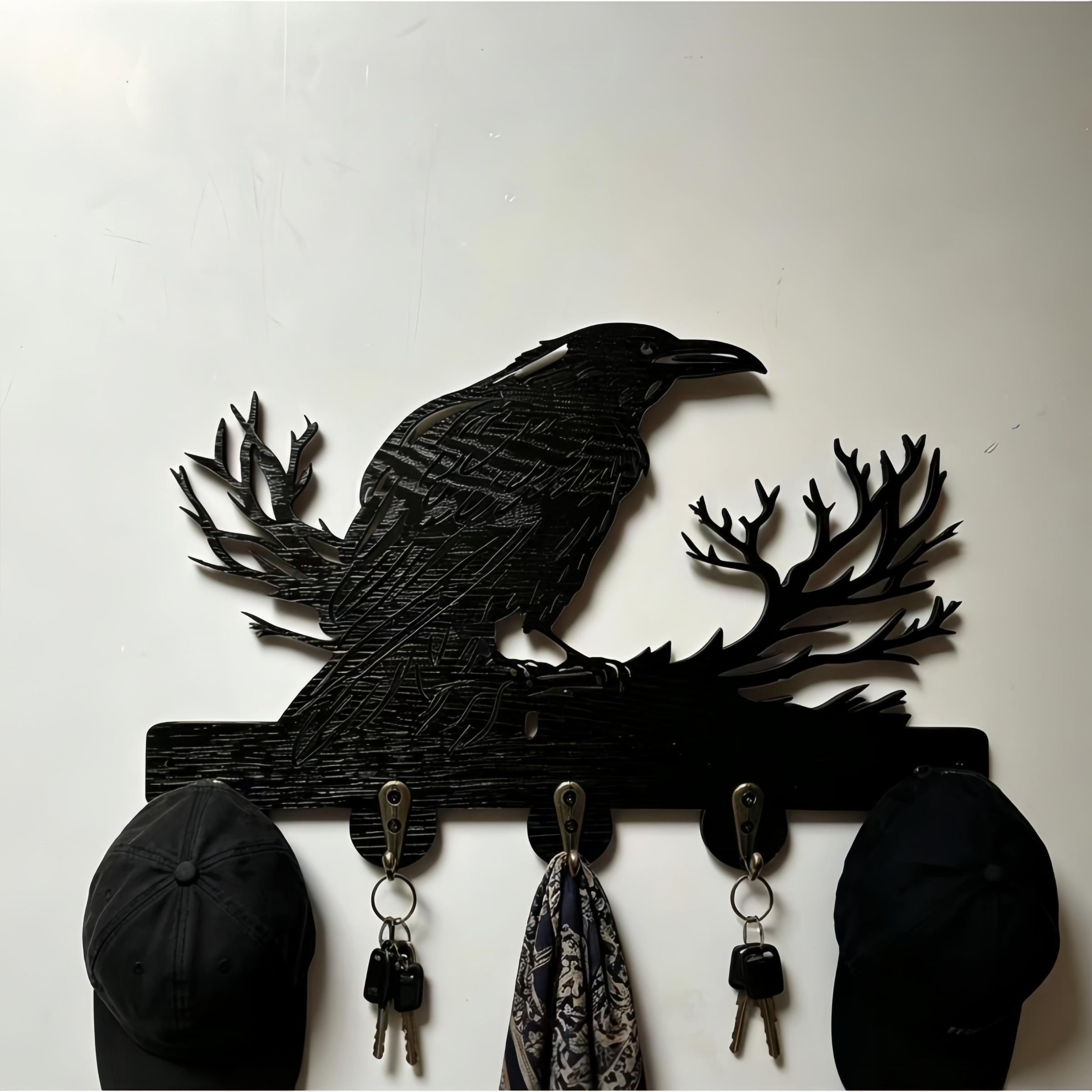 Creative Raven Theme Wall Hook, Perfect for Vintage and Industrial Styles, Hang Hats, Keys, Scarves, Bags, Masks, Organize Home Spaces