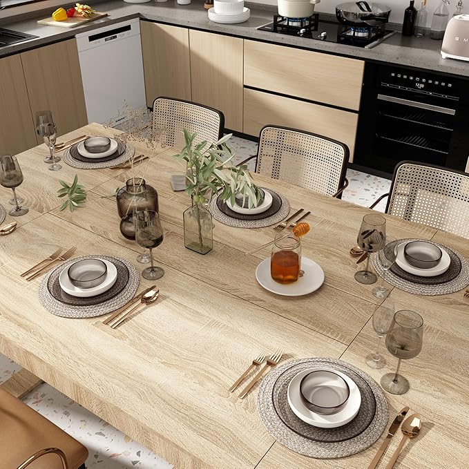 FUFU&GAGA  86.6" Modern Wooden Dining Table for 8-10 - Multi-Use Conference & Kitchen Table with Solid Wood Construction for Dining Rooms