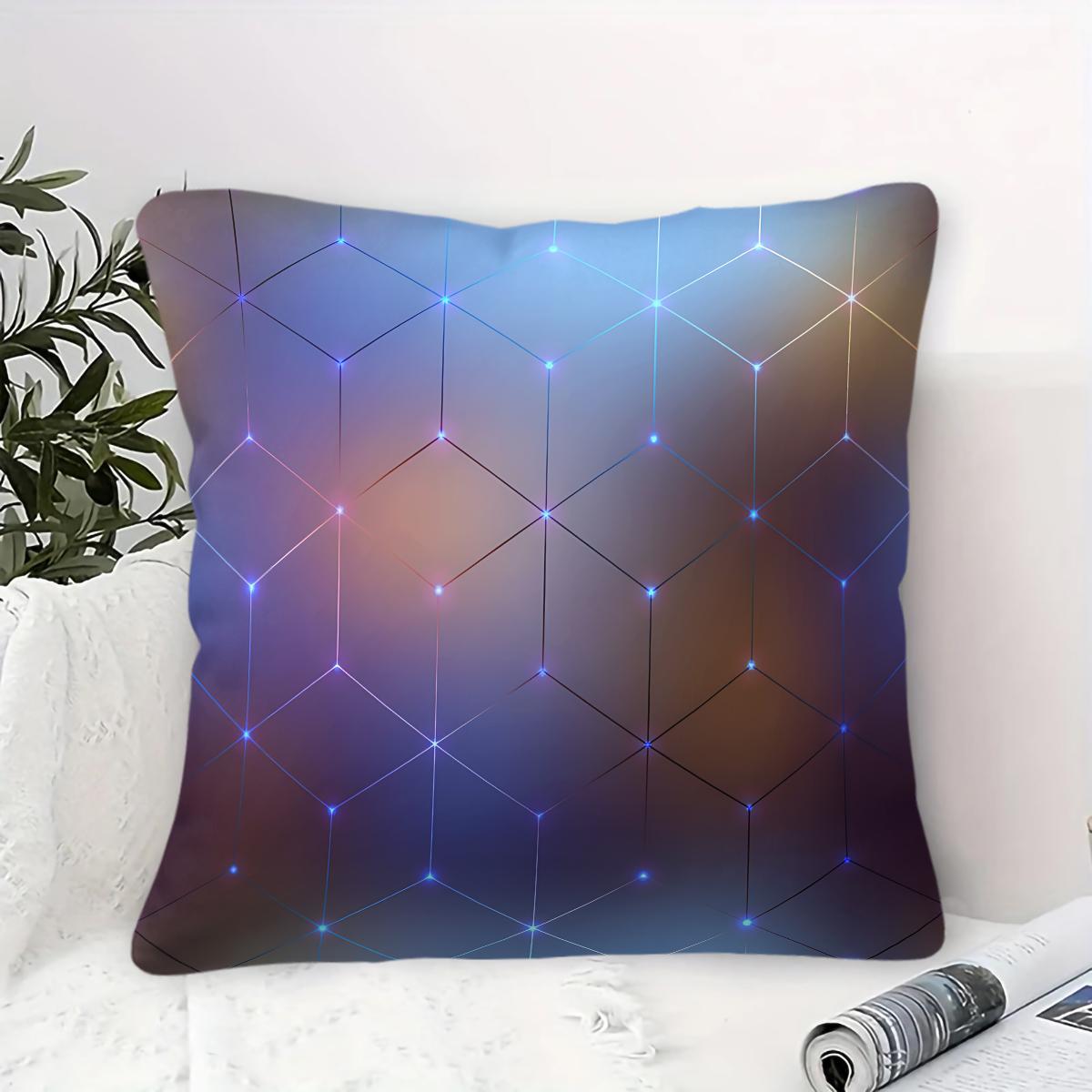 1 Piece Futuristic Neon Grid Body Pillow, Soft Memory Foam Decorative Pillow, Stylish Digital Print Cushion with Ergonomic Support, Trendy Sci-Fi Themed Throw Pillow for Gaming Room, Bedroom, Sofa, Office Decor & Comfort Support