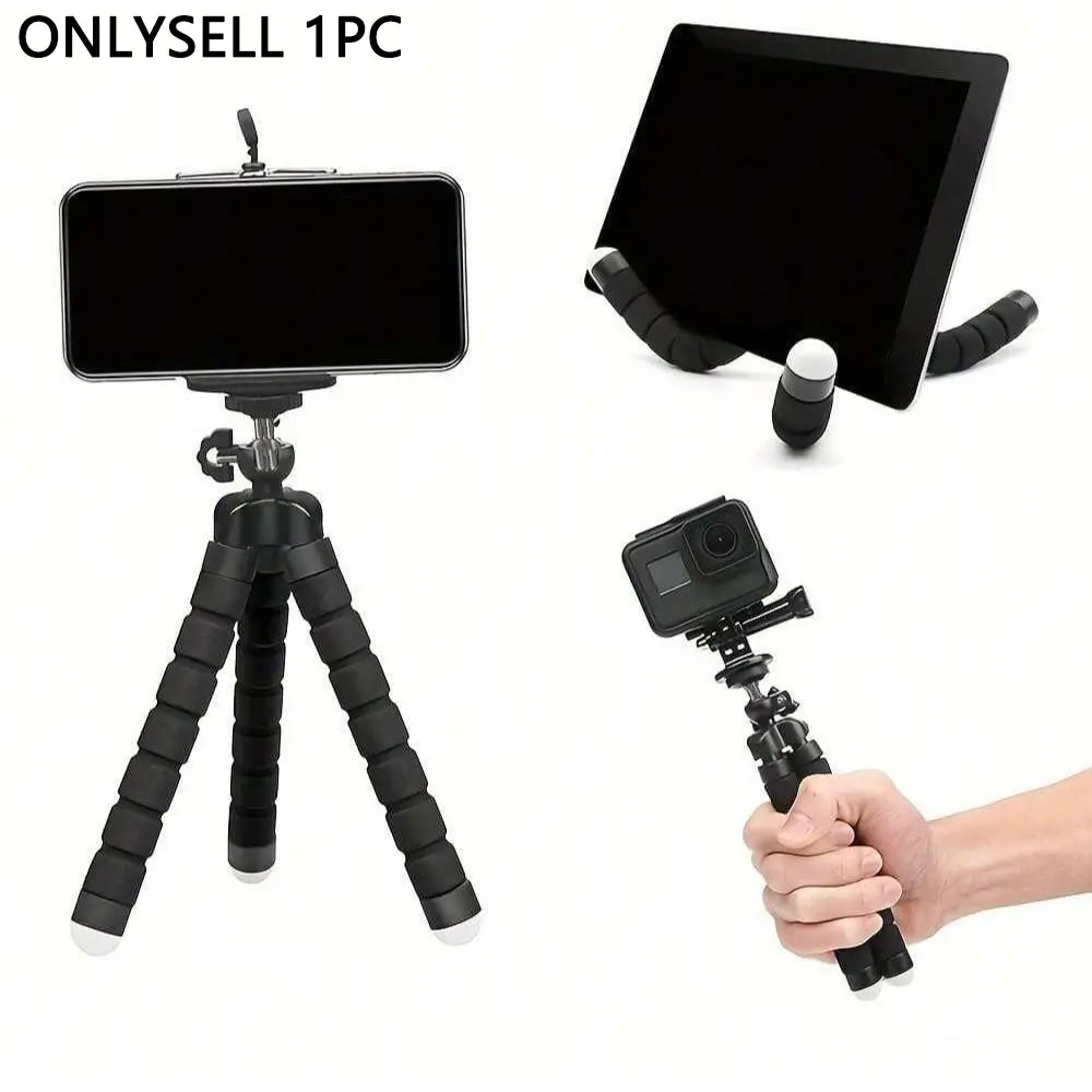 Flexible Sponge Tripod with Non-Slip Design for Mobile Phone Video Recording, Selfie Stick with Phone Holder, Phone Accessories for Home & Office Use, Vlogging Kit Selfie Stand, Phone Accessory Compatible, Cellphone Accessories