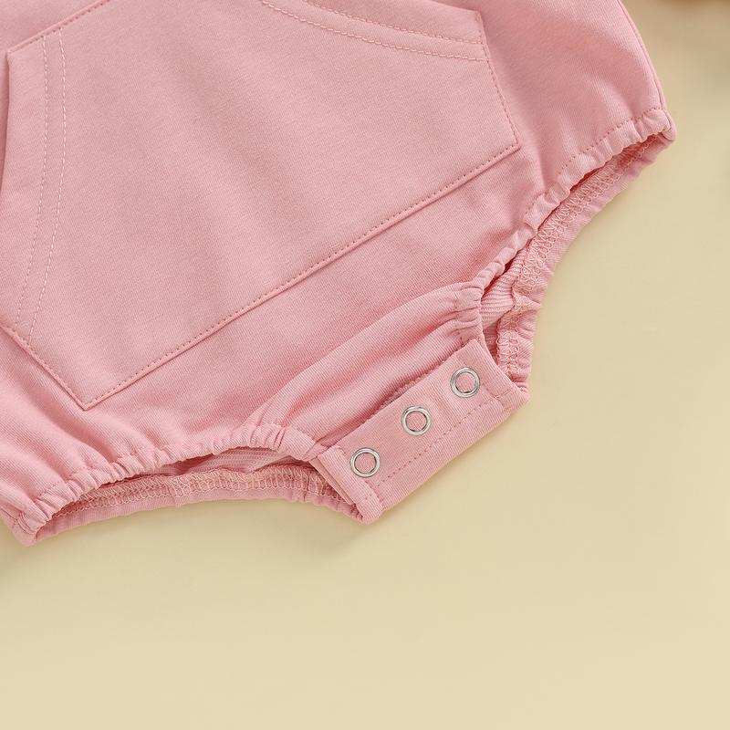 Baby Onesie Newborn Boy Girl Hooded Romper Long Sleeve Front Pocket Solid Color Bodysuit Infant Spring Fall Romper Toddler Outfit Cute
