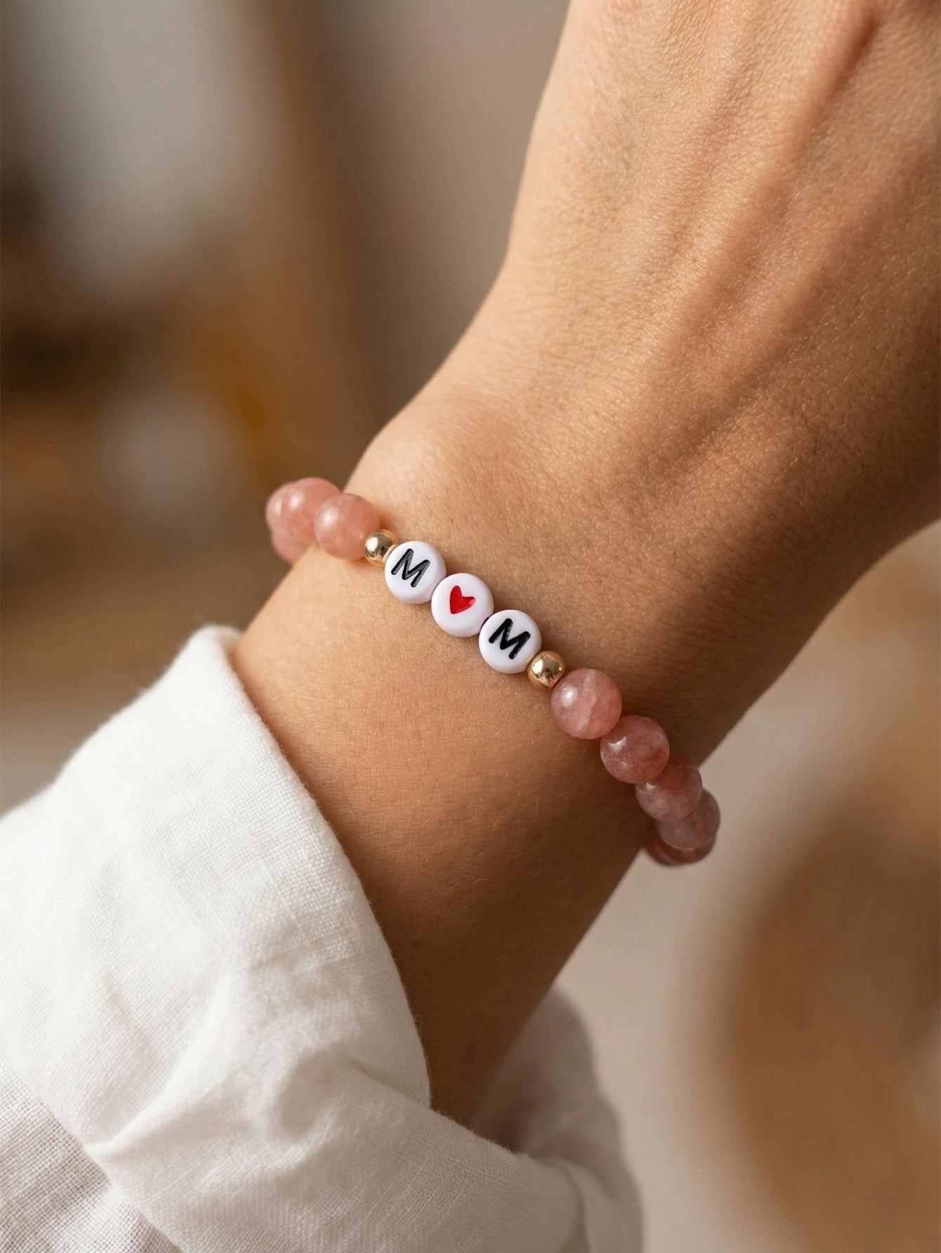 Elegant Handmade Crystal Bead Bracelet, Natural Stone Jewelry for Mother's Day, Perfect Gift for Daily Wear, Stylish and Versatile Accessory