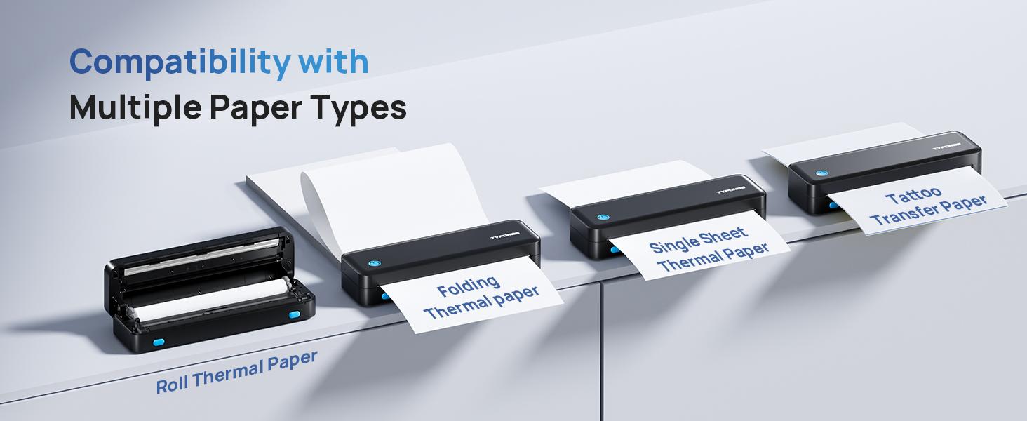 Portable Printers Wireless, D820 Thermal Inkless Printer Support Sizes from 8.5" x 11" to 2" Width, AI Printer, Suitable for Smartphone & PC, Bluetooth Printers for Travel, Home Use Fathersdaygift