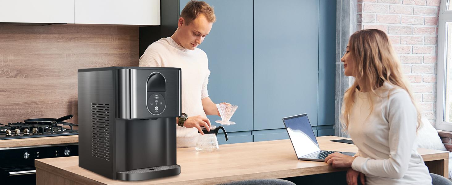 Antarctic Star Nugget Ice Maker,44 Lbs/24H,Countertop Ice Maker with Soft Chewable Ice,OneClick Operation,Make ice in 15mins,Auto-Cleaning, Self Dispensing ice Pellet ,Ice Full Indicator,Selfcleaning,For Home/Kitchen/Office/Party/Bar