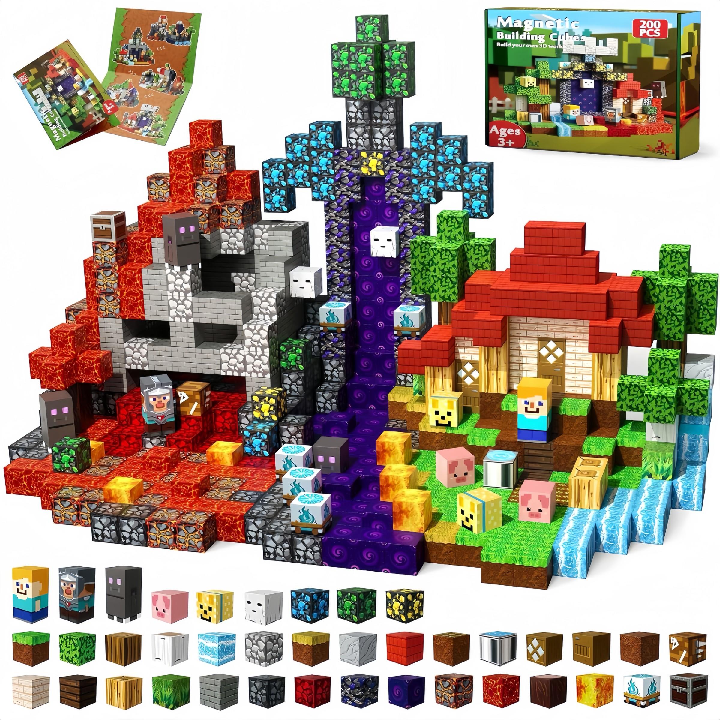 Magnetic Building Blocks 150/200PCS – Magnetic Blocks Set with Tiles & Cubes, STEM Montessori Sensory Toy for Kids Ages 4-8, Creative Educational Construction Gift for Boys & Girls Christmas Birthday
