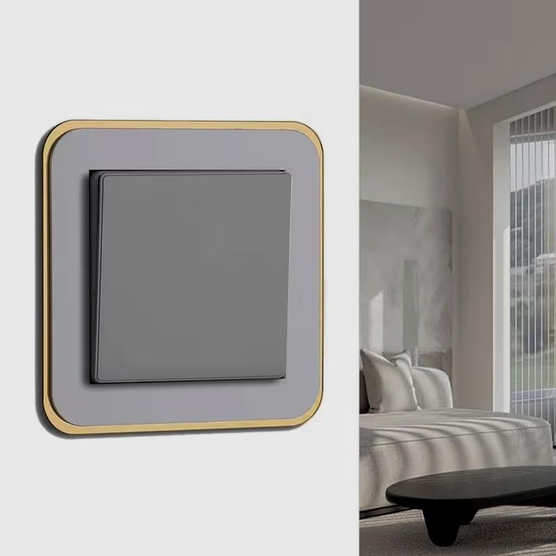 Self-Adhesive Light Switch Surround Covers, Stylish Multi-Color Decorative Light Switch Covers Golden & White/Golden & Black/Golden & Gray Self-Adhesive Trim