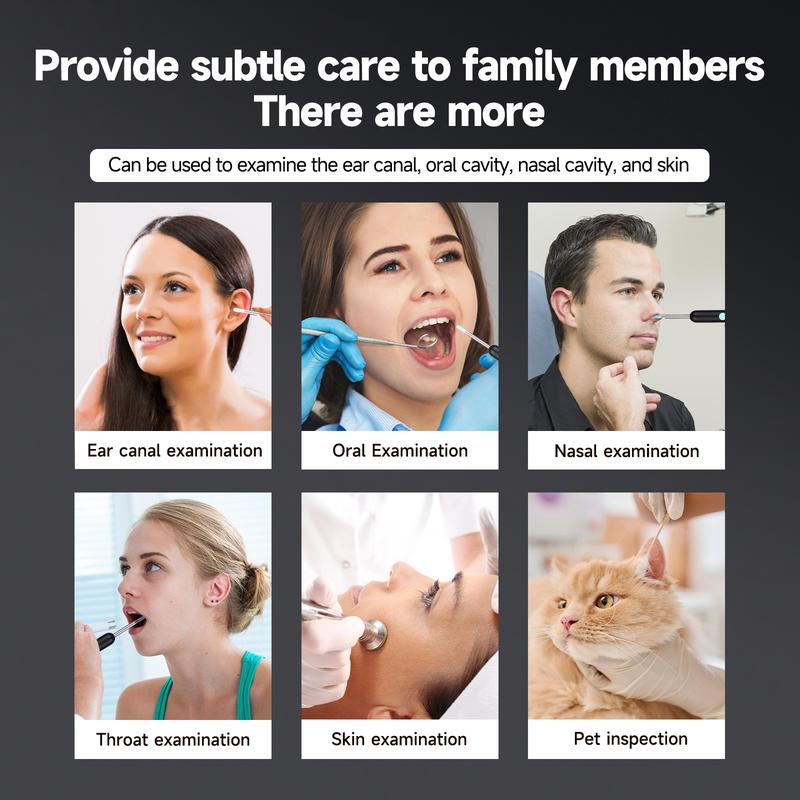 Smart 1080P HD Ear Camera Kit 9 Piece Set for iPhone & Android Safe Wax Removal Tool with 6-9 Soft Silicone Spoons & Rechargeable Battery Black A Christmas gift