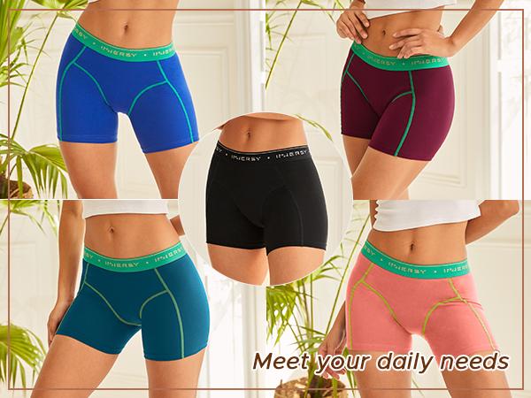 INNERSY Women's 4-Inch Inseam Boxer Briefs 3-Pack, Cotton Boyshorts Underwear, Soft & Comfortable Ladies Panties, Breathable & Stretchy for Everyday Wear & Full Coverage Womenswear Smooth