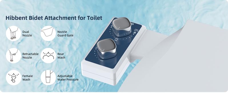 Bidet Attachment for Toilet, Toilet Seat Bidet, Dual Self-Cleaning and Retractable Nozzle, Pressure Control, Non-Electric Attachment for Rear Washing and Sanitizing