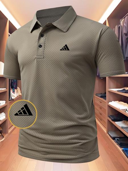 Men's Summer Polo Shirt, Casual Golf Polo Fitted Short Sleeve Design, New Jacquard Fabric, Available in Navy