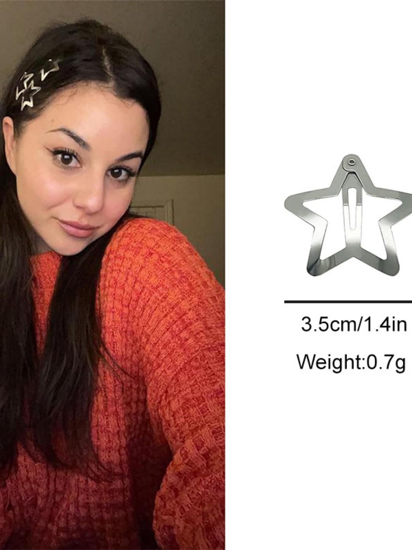 20pcs Silver Color Star Metal Hair Clips, Fashion Sweet and Spicy Style, Girlish Hair Accessories, Casual All-Season Hair Clips